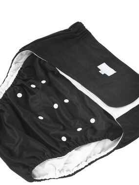 Adjustable washable Black Cloth Diaper Cover with White Snaps for dogs large NWT